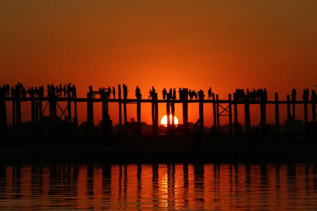 U Bein Bridge during sunset
