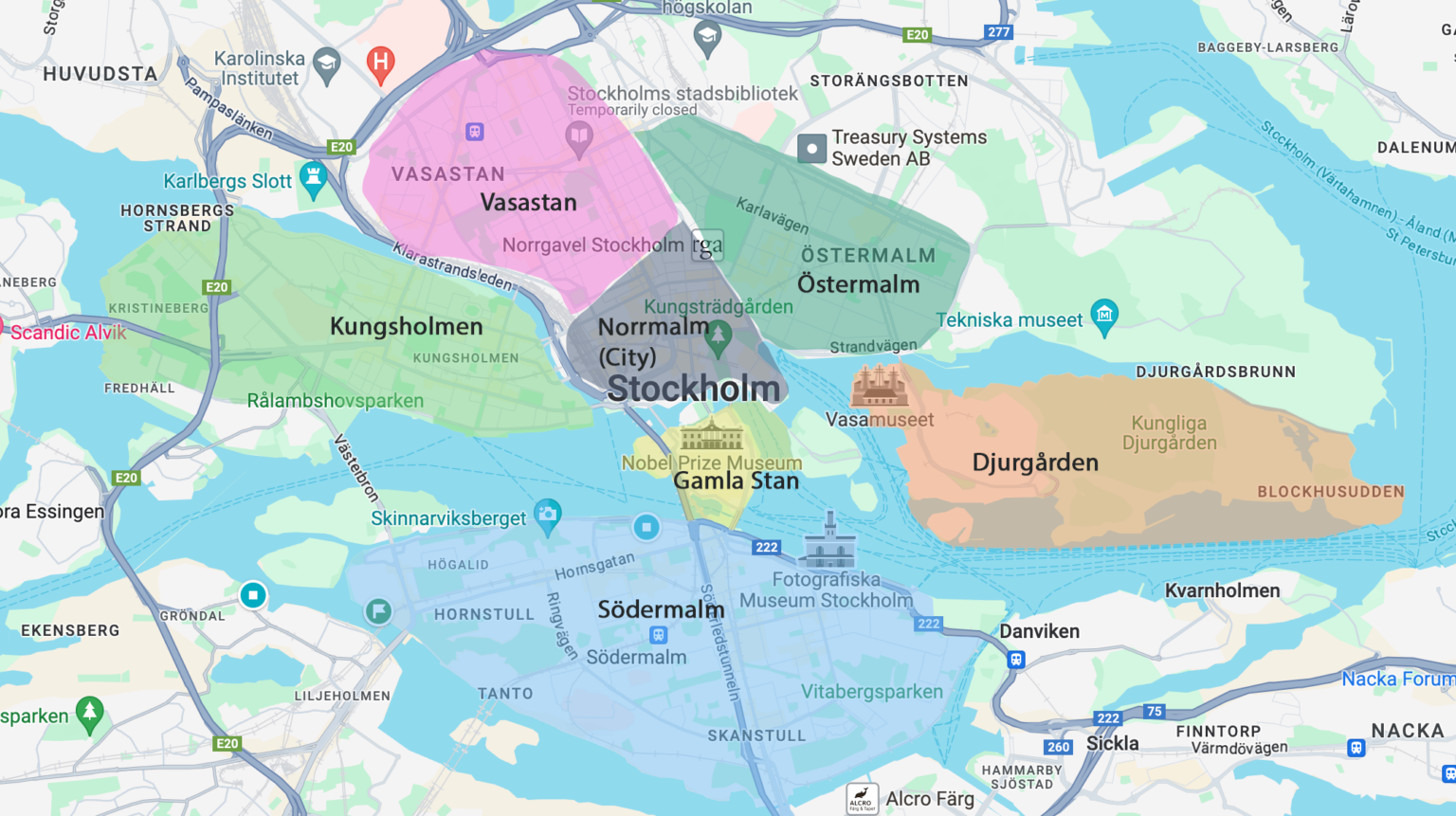 Areas in Stockholm